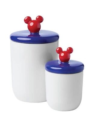 Disney Mickey Mouse Ceramic Canisters Set of 2, Red, White, Blue, NWT
